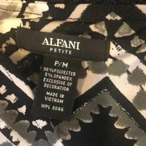 Alfani Petite Geometric Design Lace Trim Exposed Zipper Back Dress-PM - Picture 9 of 9